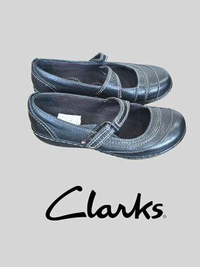 Clarks bendables Ashland Avenue Leather Black Mary Jane Shoes Womens 5.5